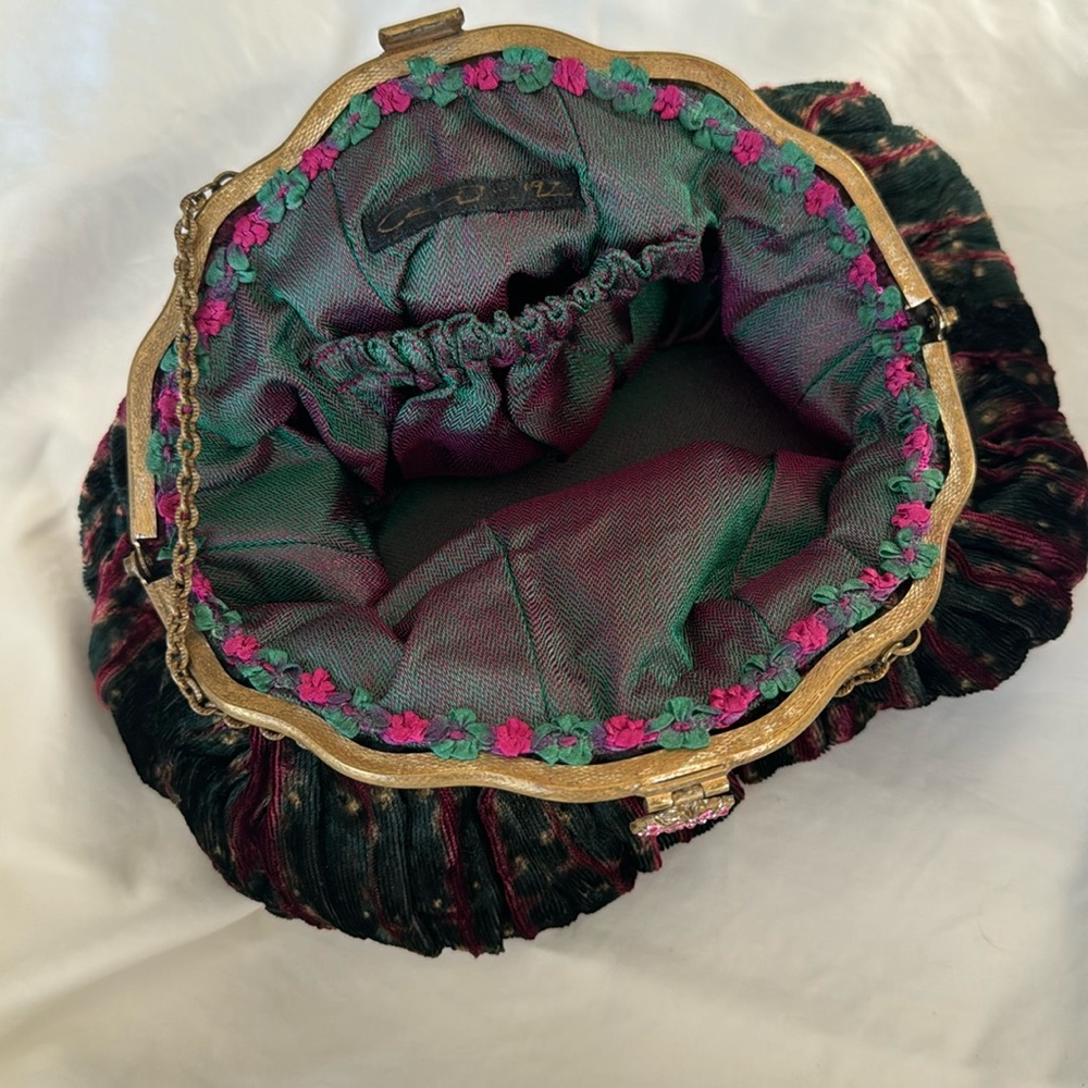 Source Unknown Pink and Green Mini Bag with Gold Accents - Picture 3 of 7